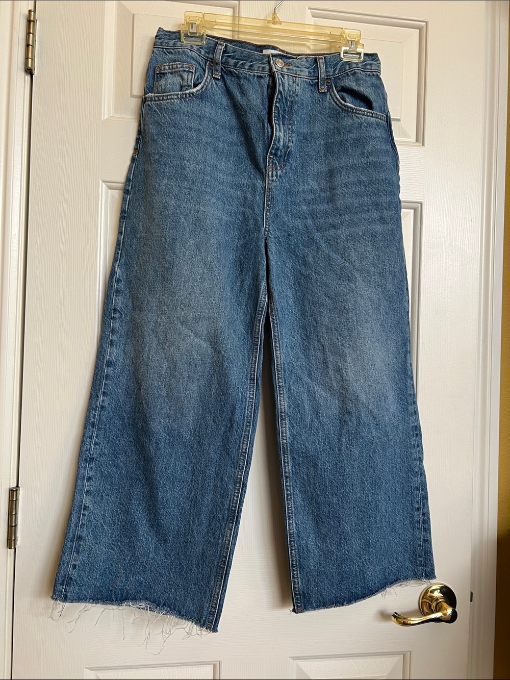 Topshop crop raw hem wide leg pants 
 ( W30 L 30 )